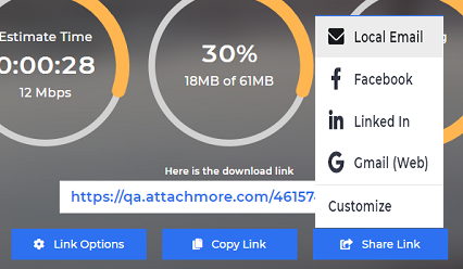 Share link button in Attachmore